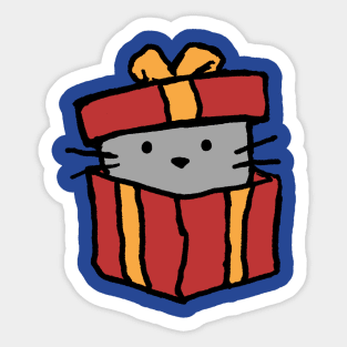 A cat in a gift box Sticker